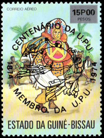 100th anniversary of the U.P.U., Reception of Guinea-Bissau in the World Postal Union 1874-1974 - Black imprint  1976